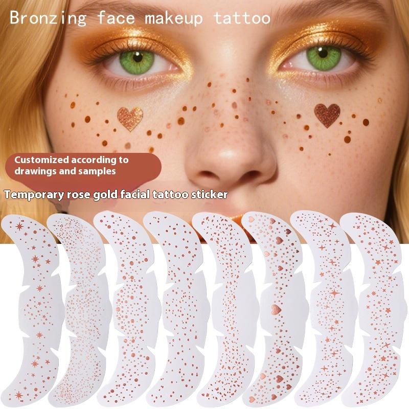 Heißes Roségold Sommersprossen Temporäre Tattoo Aufkleber Heißprägung Sommersprossen Make-up Patches Gesichts-Make-up