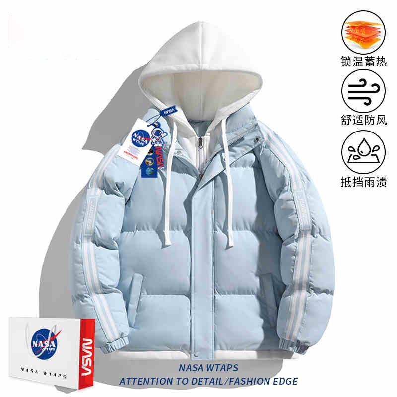 Gefälschtes zweiteiliges gepolstertes Anzug-Herren-verdickte Baumwolljacke Winter 2025 Partnerjacke Hong Kong Stil lockere Kapuzen-Brotjacke