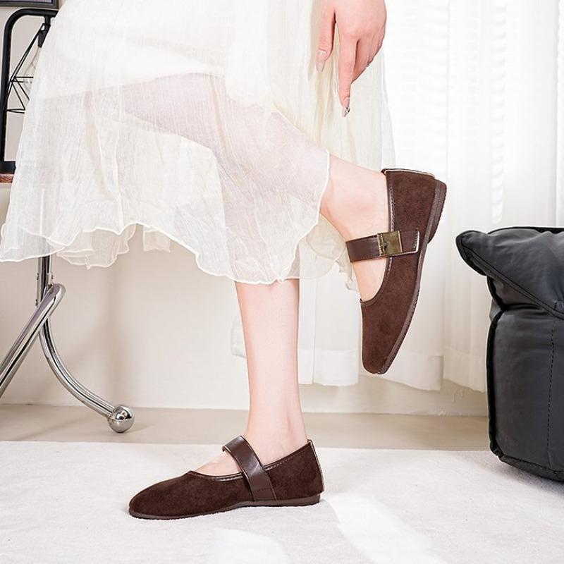 

Ретро туфли Мэри Джейн женские летние новые с пряжкой с мелким вырезом на плоской подошве одинарные туфли универсальные повседневные туфли Доудоу 40