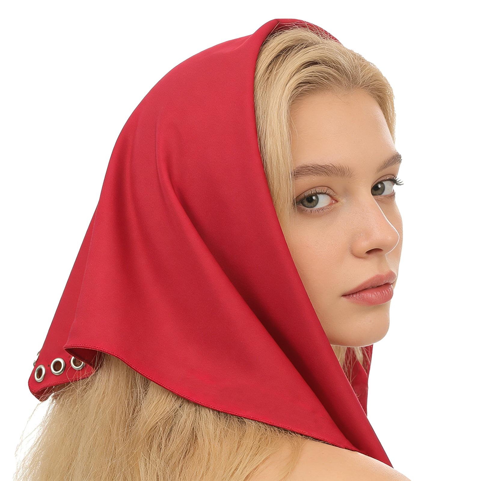 

Triangle Bandana with Metal Eyelet, Multi-Purpose Solid Color Scarf Headband