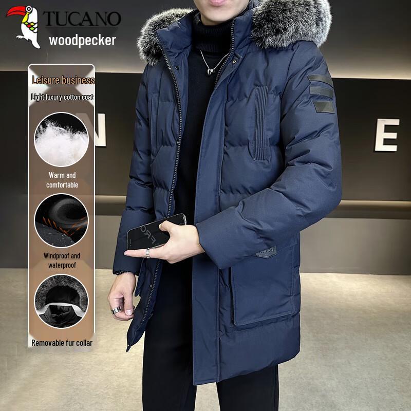 

TUCANO Men s Mid-Length Detachable Fur Collar Padded Jacket 2XL