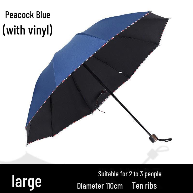 Dual-Use Extra Large Folding Umbrella - 12 Ribs for Sun and Rain Protection