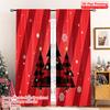 2 Stück 2D Flachdruck Frohe Weihnachten Vorhänge Büffelkaro Weihnachtsbäume_b Polyester Ohne Strom Familienfeier für Zimmer