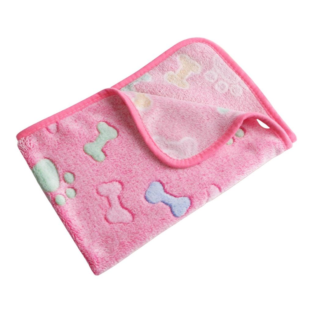 Soft Fleece Pet Blanket for Small Dogs and Cats Cozy, Lightweight, and Washable Pink with Bone and Paw Print Design