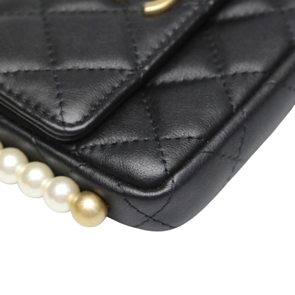Chanel Mini Matrasse Shoulder Bag Lambskin Black Women Used