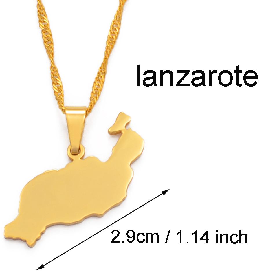 Spanien Kanarische Inseln Teneriffa/Gran Canaria/Fuerteventura/La Palma/Lanzarote Kartenanhänger Halsketten Damen Mädchen Schmuck #120121