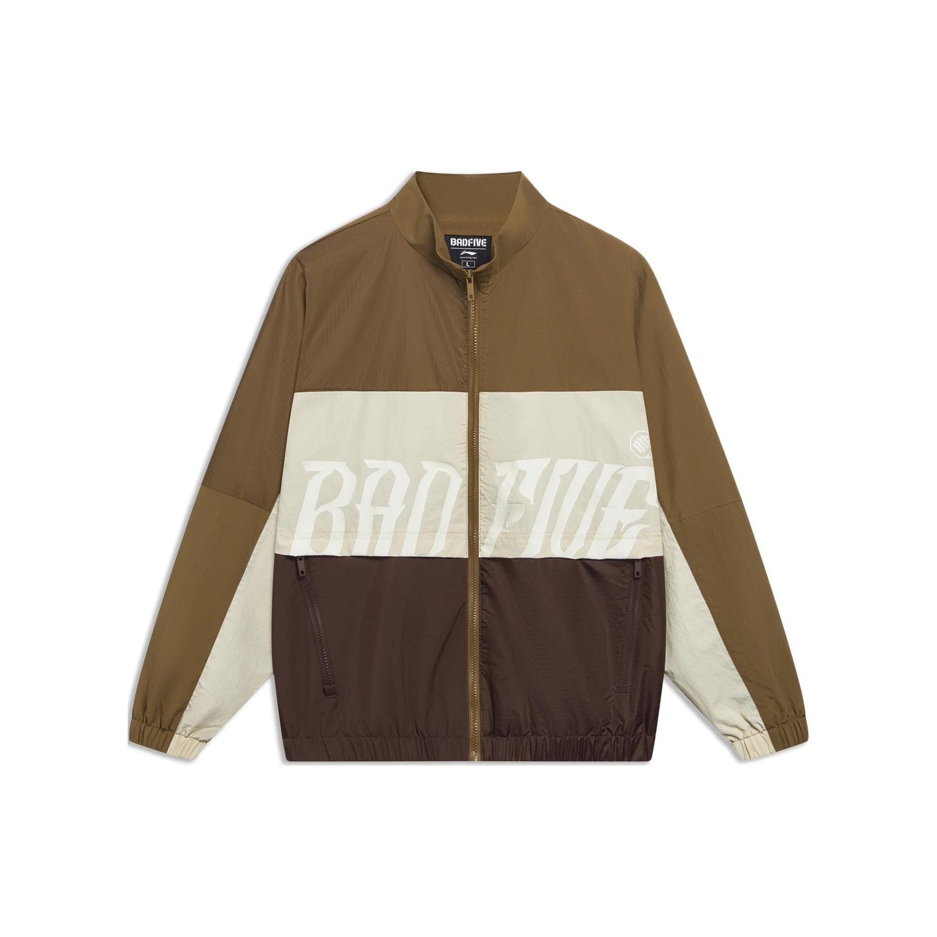 Li-Ning BadFive Logo Color Block Jacket  Khaki Brown  Men s AFDT061-4 S