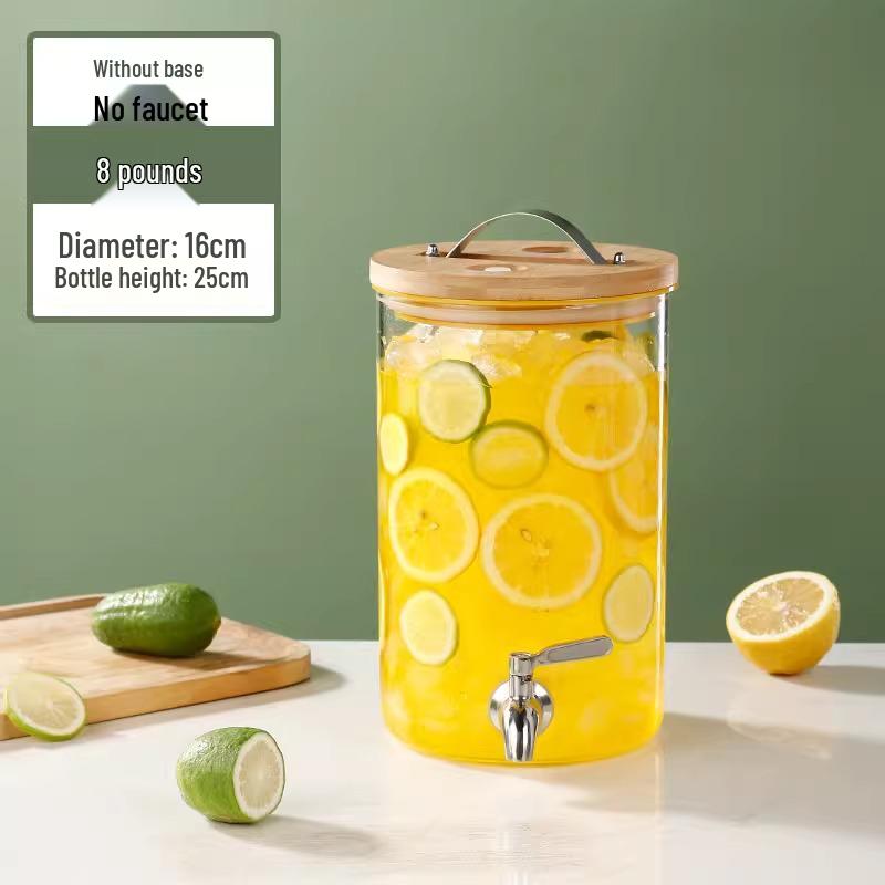 Glass Beverage Dispenser: High-Temperature Resistant Lemonade, Tea, and Juice Container