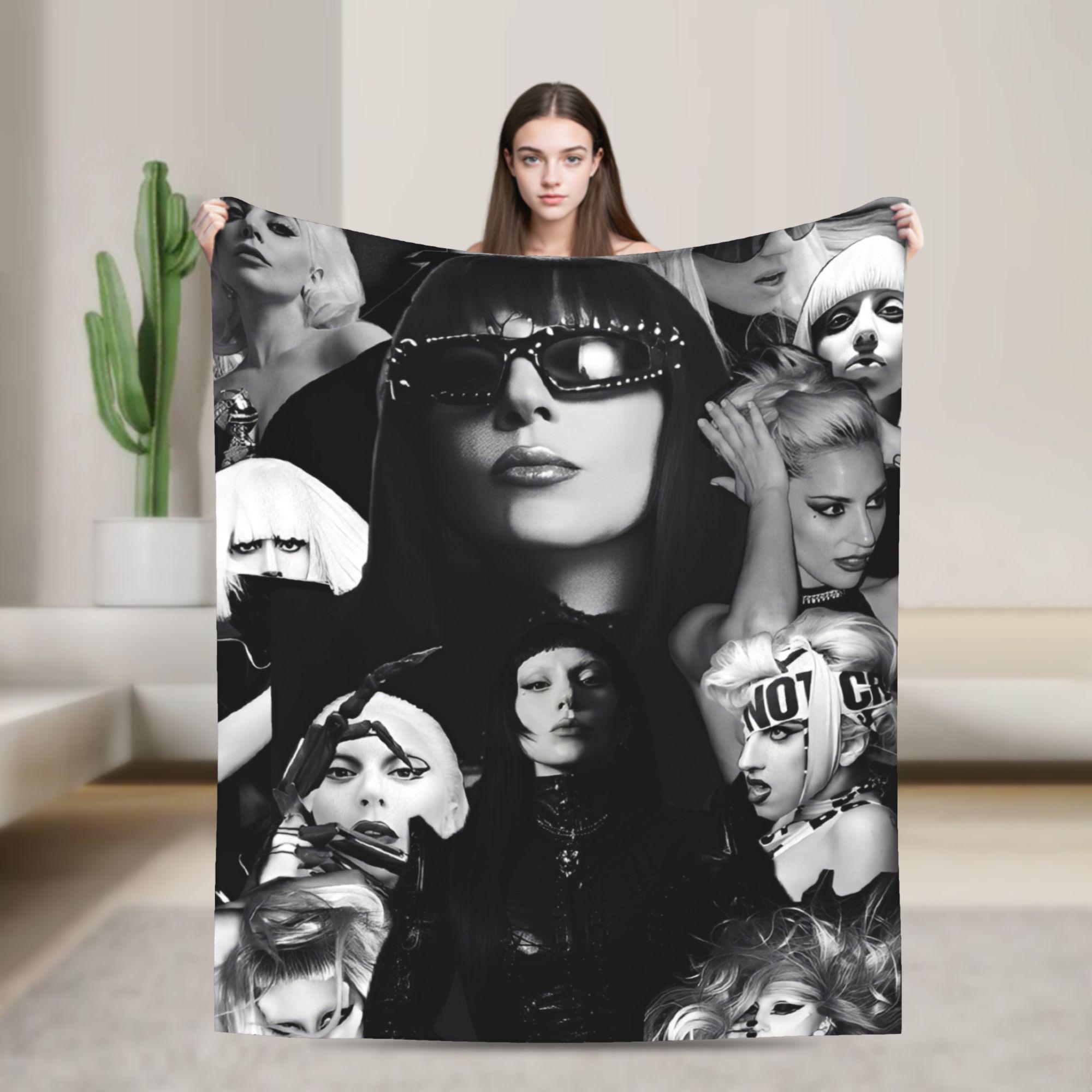 

Lady Singer Rock Album Gagas Knitted Fashion Blankets Y2K Tour Flannel Throw Fashion Blanket Rug Piece Ultra-Soft Warm Bedspread Multifuncti 75x90cm