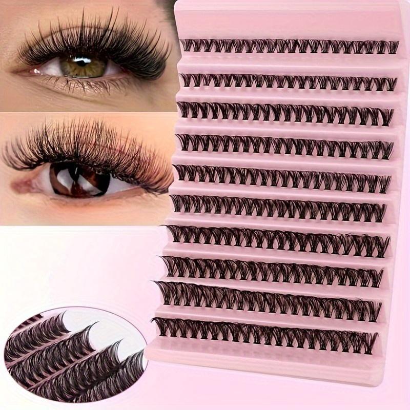 200Pcs Cluster Lashes, 30-100D 8-16mm D Curl Fluffy Cat Eye Lashes, Reusable DIY False Eyelash Extensions for Beginners