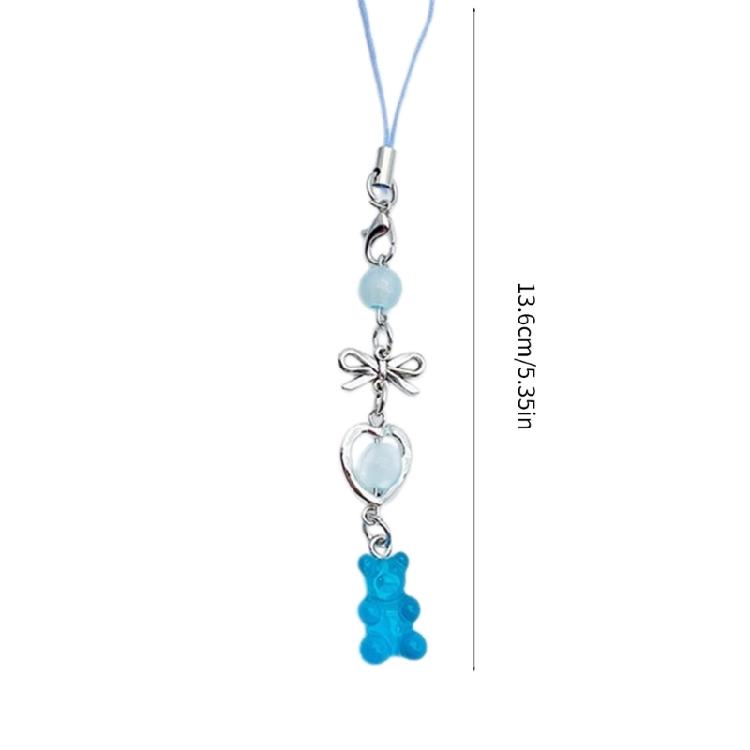 Cute Bear Bowknot Bead Pendants Phone Charm Straps Lanyard Purse Accessories