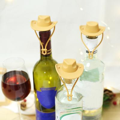 Bouchon de Bouteille de Vin Chapeau de Cowboy Western en Silicone Écologique Réutilisable Conservateur de Vin Multifonctionnel Bouchon de Bouteille de Bière