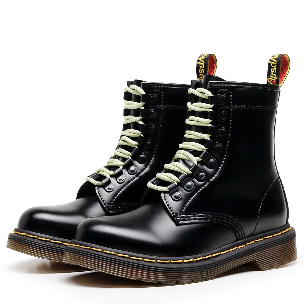 High Top 1460 Work Boots Women's Classic Hard Leather Open-edged Bead Boots Men's and Women's Glossy Leather Boots Round Toe Motorcycle Shoes