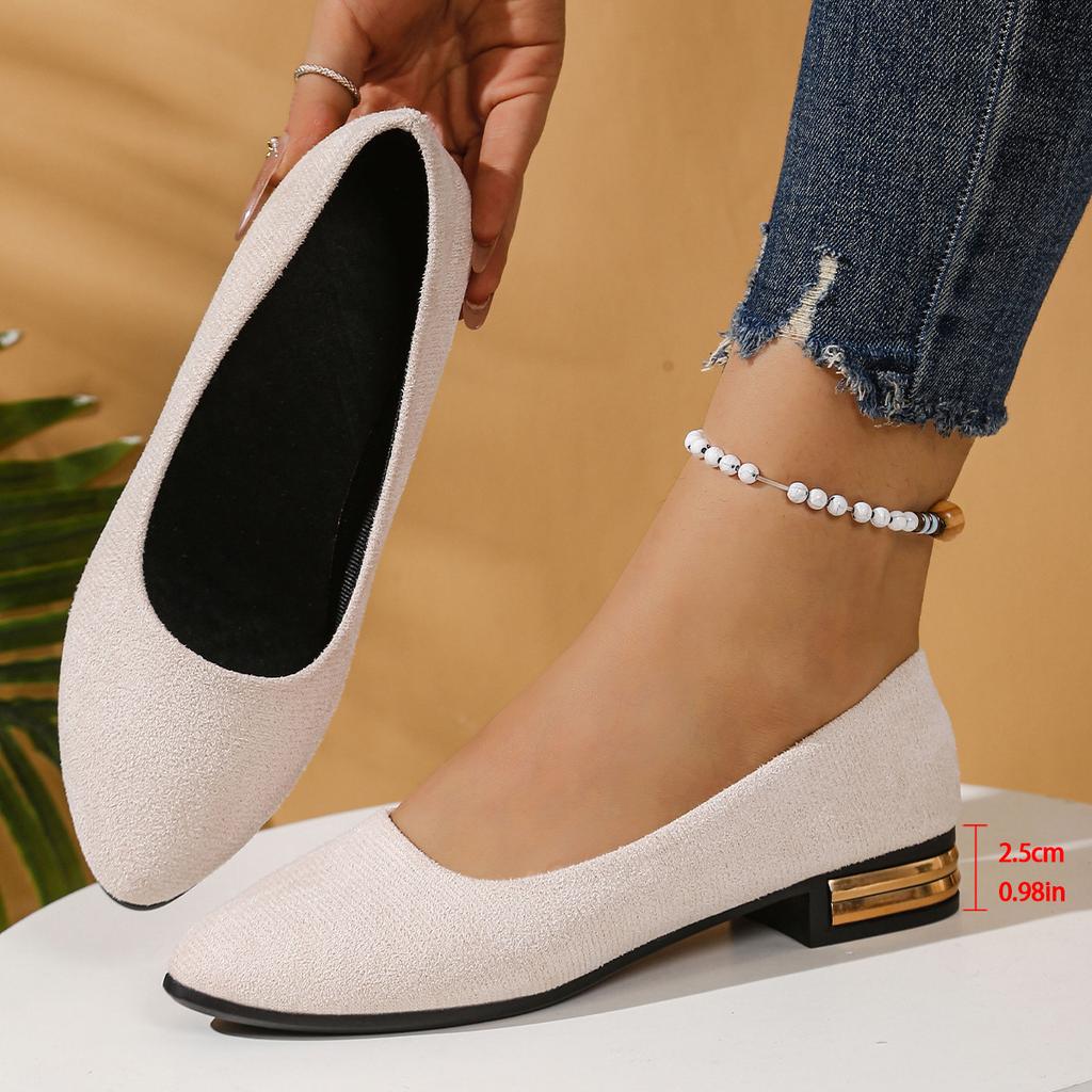 Large Size Thick Heel Single Shoes 22 Spring New Suede Foot Cover Pointed Shallow Mouth Doudou Shoes