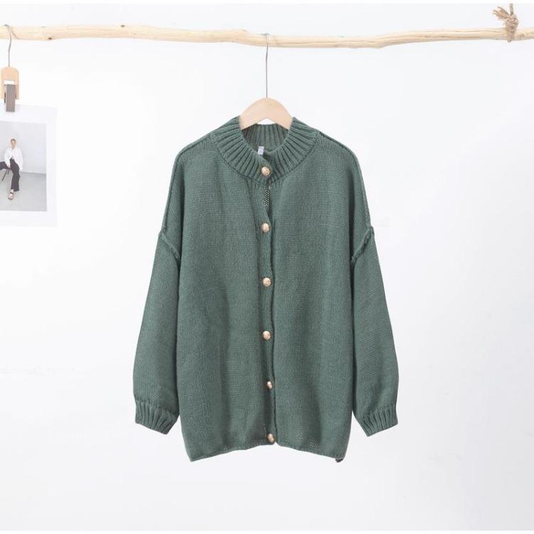 Oversize Casual Cardigan for Women Loose Long Sleeve O Neck Sweater Office All Match Top Single Breasted