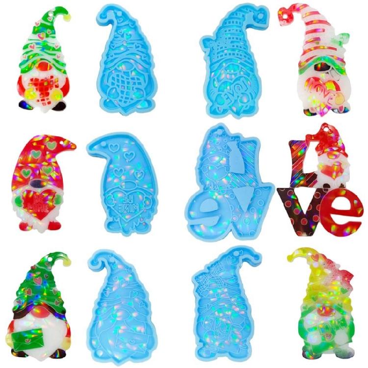 Holographic Resin Molds Christmas Gnome Silicone Molds Resin Pendant Molds