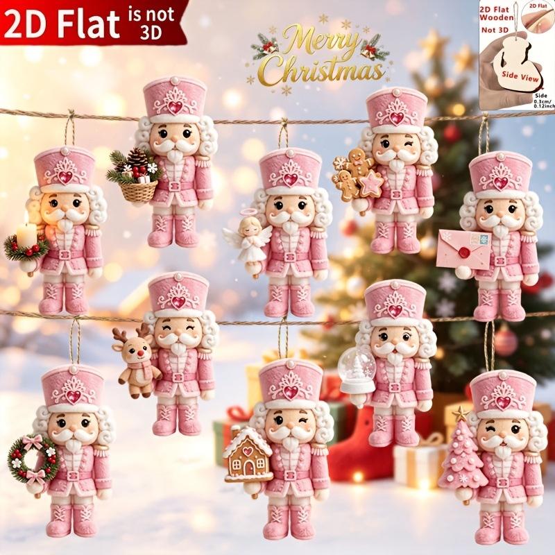 Handmade Wooden Nutcracker Soldier Pendant 6/10Pcs Set Festive Christmas Ornaments for Tree Holiday Home Decor