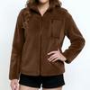Women's Solid Color Plush Zipper Long Sleeved Pocket Jacket