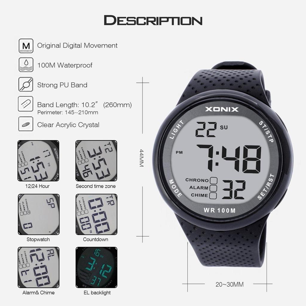 XONIX Men's 100M Waterproof LED Dive Watch - Popular, Affordable Sports Accessory