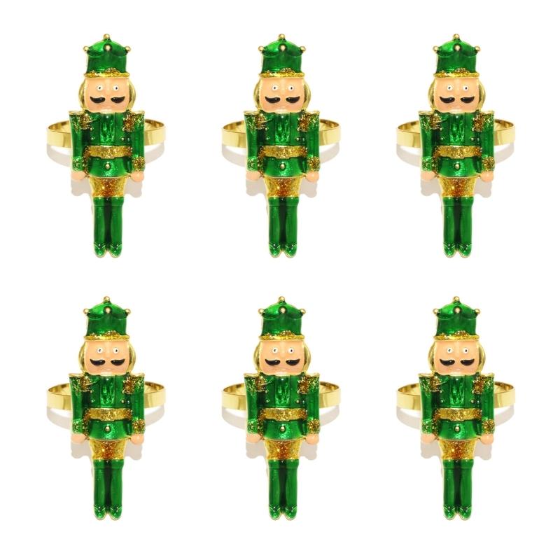 Festival Alloy Napkin Holders Christmas Soldier Design 6Pcs Durable Kitchen Table Setting Essential