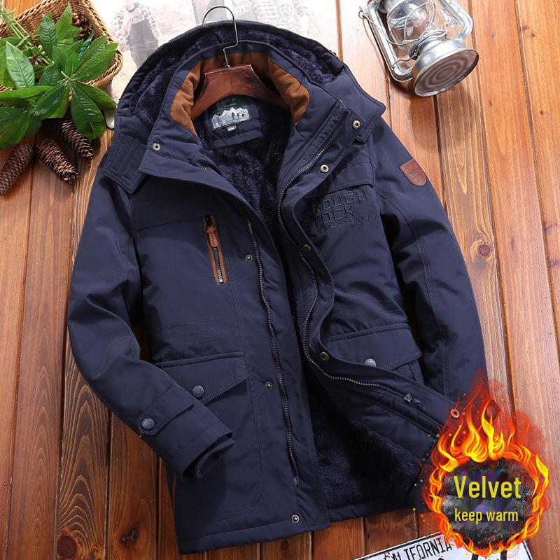 Men's Winter Multi-Pocket Cotton Coat - Thickened, Loose, Cold-Resistant, Casual Style 8186