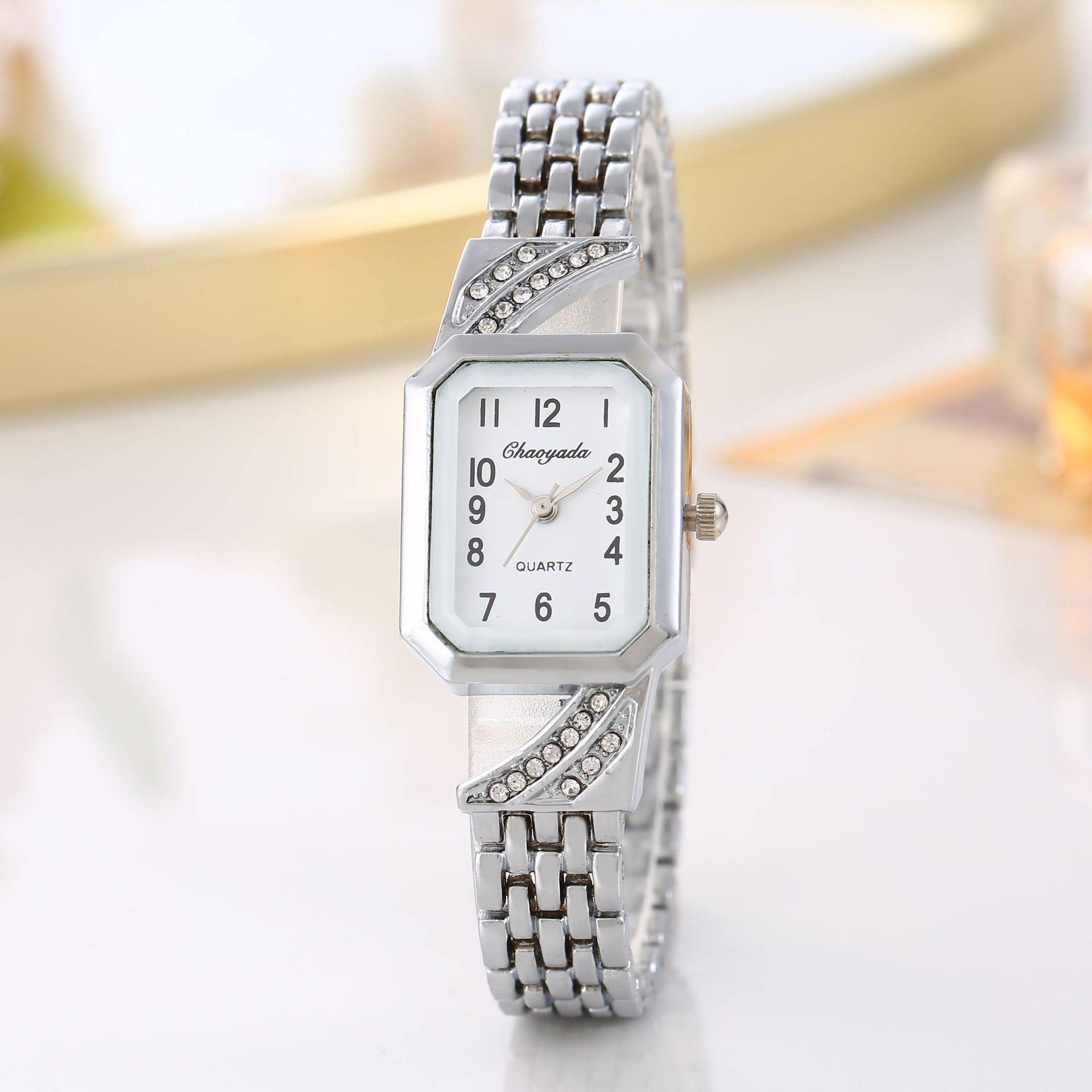 

Fashion Women Watch Square Business Diamond Rectangular Luxury Stainless Steel Quartz Watch Casual Clock Gift Watches for woman серебряный