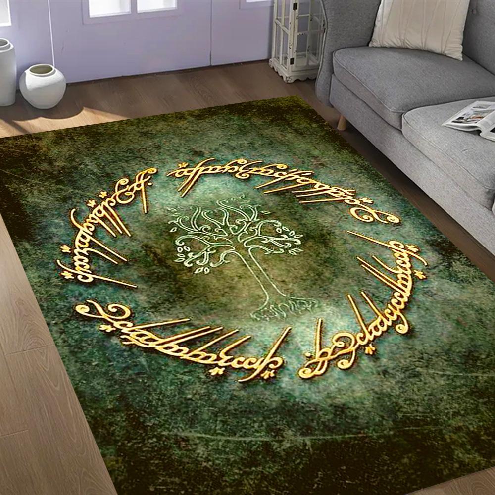 Lord Rings Symbol Carpet Suitable for Outdoor Foyer Living Rooms Entryway Antislip Carpet Anime Office Decor Spiritual Gift