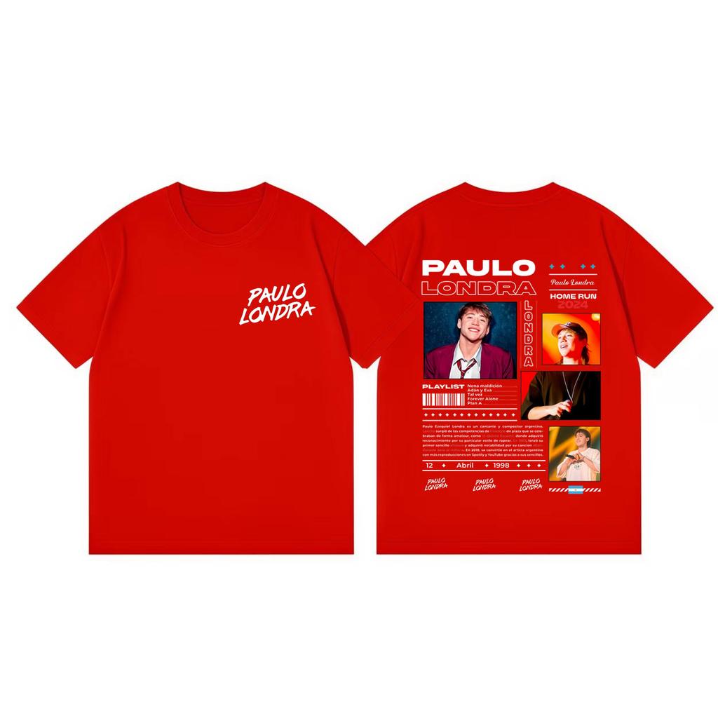 Rapper Paulo Londra Double Sided Print T Shirt High Quality Fashion Oversized Tshirt Men Women Clothing Casual Cotton Tshirts