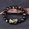 Natural Crystal Obsidian Pixiu Bracelet Black Obsidian Buddha Beads Men's and Women's Hand Jewelry Prayer Beads