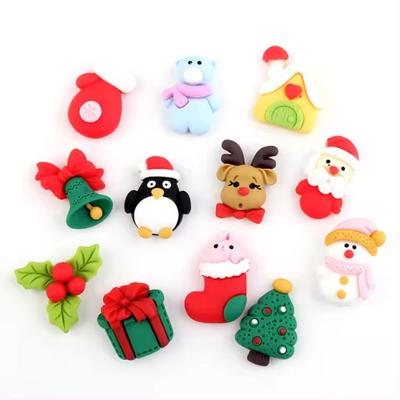 Cute Cartoon Flat Back 100ps Per Bag Christmas Holiday Cabochon Resin Jewelry Making Kit for Souvenirs Artificial Style