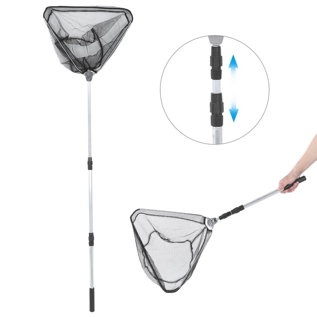 1.5M Durable Triangular Folding Fishing Landing Net with Telescoping Pole Handle