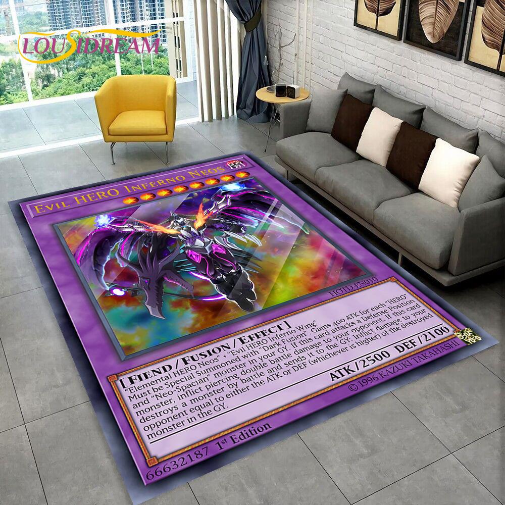 3D Monster Gold Card Cartoon Yu-Gi-Oh Anime dack magician Game Carpet Rug for Bedroom Living Room Home Sofa Decoration,Floor Mat