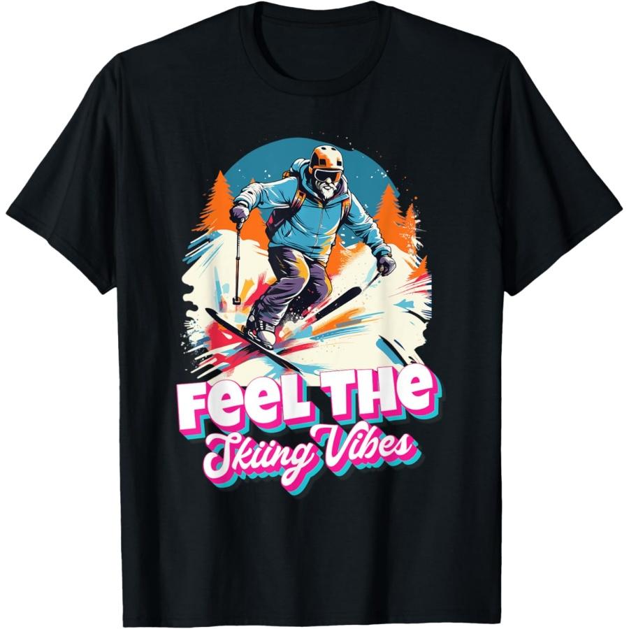 Skiing Vibes Snowboard Fan Funny Snowboarder Snow Mountains T-Shirt XXXXXL чёрный