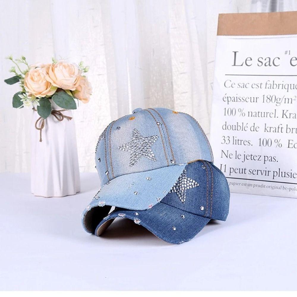 Adjustable Rhinestone Baseball Cap Sunshade Cotton Denim Baseball Cap 2025 Sequins Sports Hat
