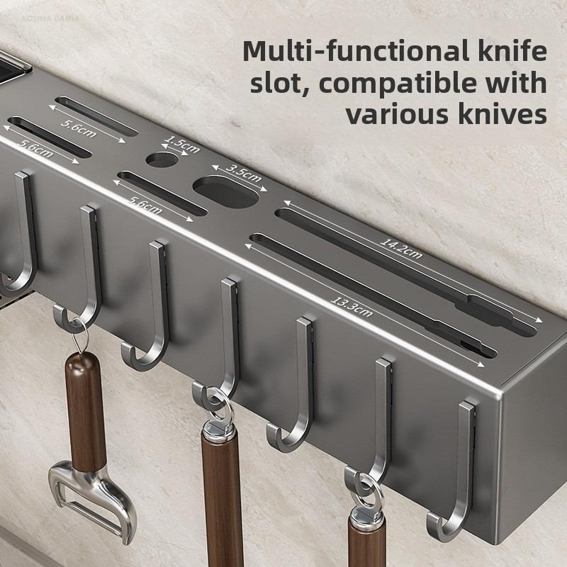 Xiaomi Heavy-Duty Carbon Steel Knife Holder Kitchen Organizer Rack No-Drill Wall-Mounted Organizer Rack for Utensils Cutting Boards