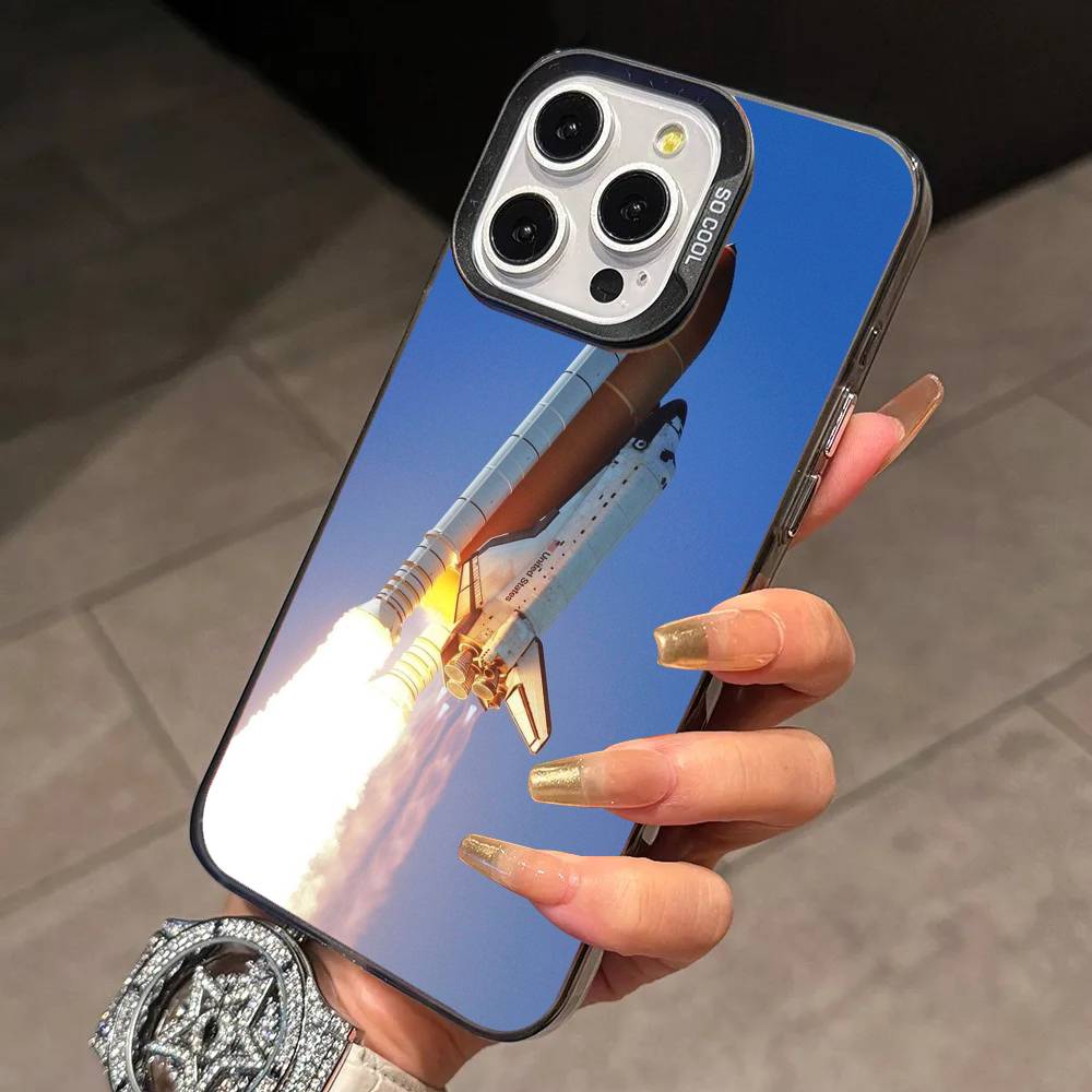 Launch the R-rocket Phone Case For iPhone 17,16,15,14,13,12,11 Plus,Pro Max,XS,Colorful Silver Black Cover