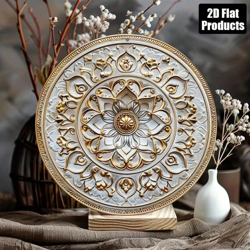 Vintage Mandala 2D Kovové Nástenné Umenie Okrúhly Hliníkový Znak Domáca Dekorácia Darček