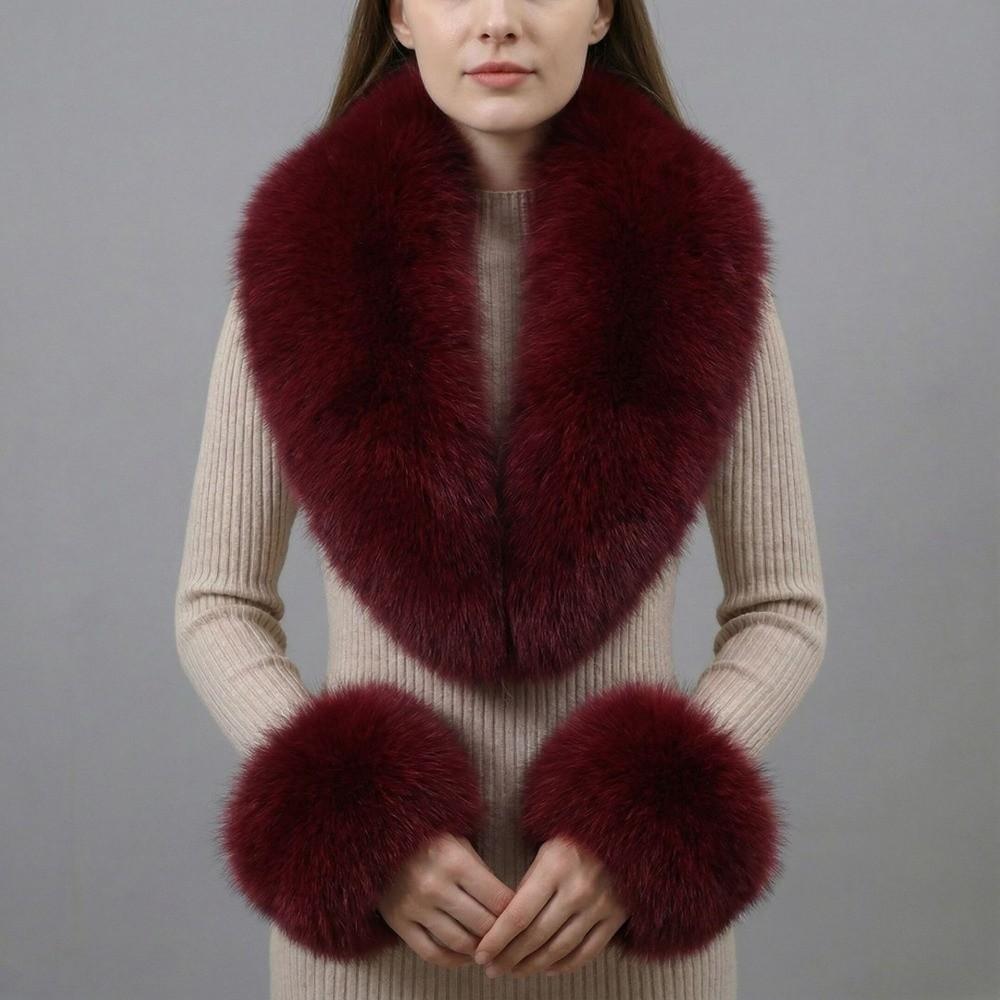 Detachable Collar Cuffs Set Soft Touch Neck Warmer Versatile Faux Fur Scarf Shawl Evening Date