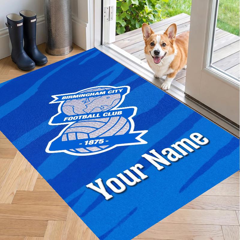Custom Name Birmingham City Crystal Velvet Floor Rug Personalized Text Soft Carpet Home Decor