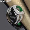 925 Silber Quadratischer Grüner Kristall 7-10 Ring Für Damen Modeaccessoires Schmuck