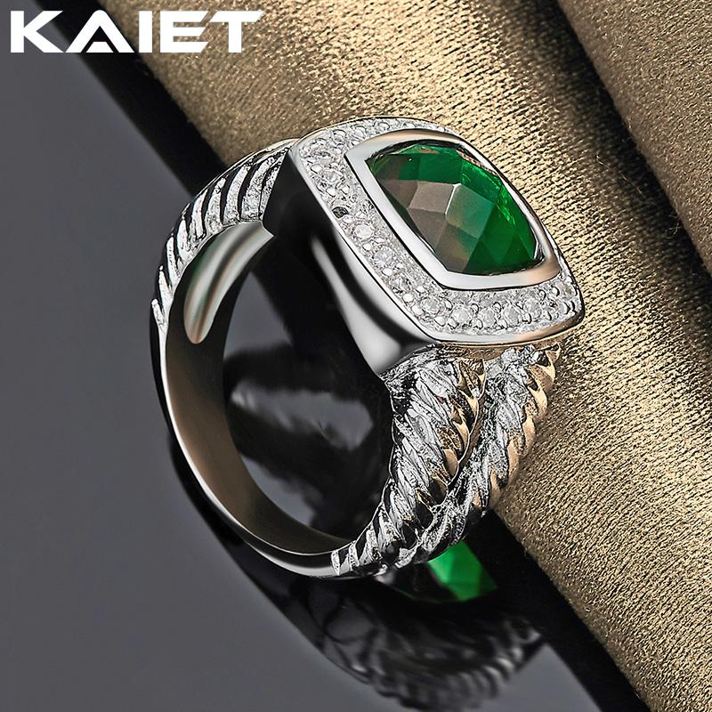 925 Silber Quadratischer Grüner Kristall 7-10 Ring Für Damen Modeaccessoires Schmuck