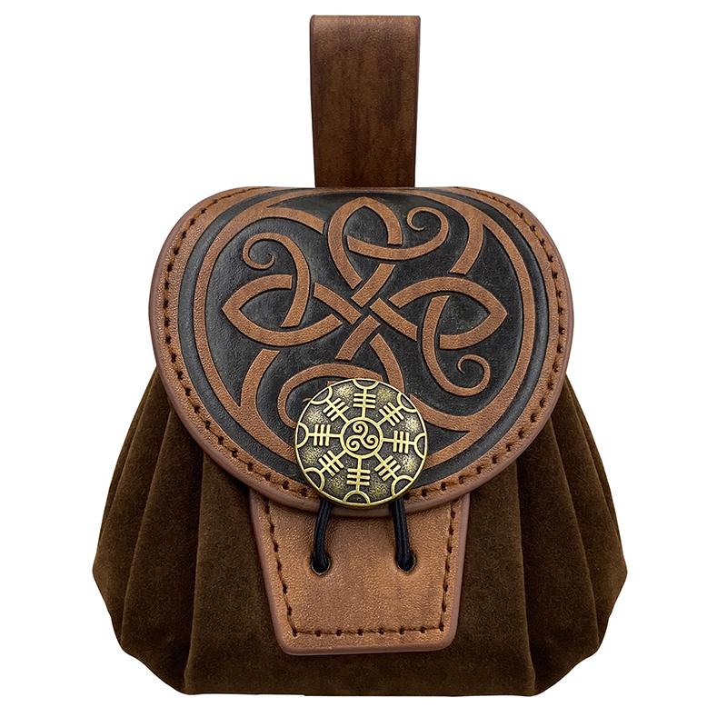 Medieval Punk Retro Waist Bag Pu Leather Outdoor Belt Bag Wallet Travel Party Role Play Cosplay Drawstring Hip Coin Purse
