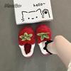 Mode Cartoon Aardbei Meisjes Winter Katoenen Pantoffels 2025 Herfst Nieuw Thuis Schattig Binnen Anti-slip Dikke Zool Fuzzy Pantoffels Pantuflas
