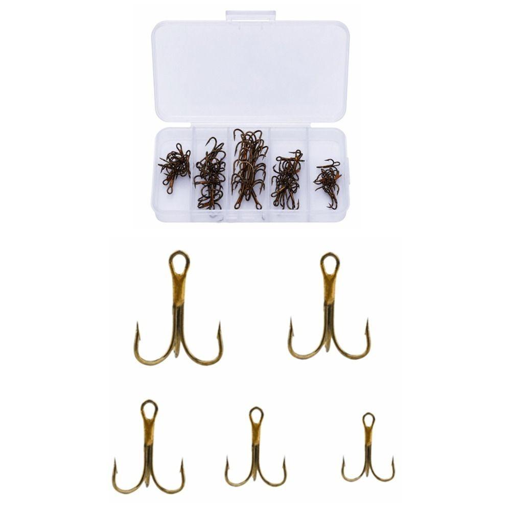 50PCS Strong Sharp Treble Hook Set High Carbon Steel Triple Fishing Hook Trout Fishing
