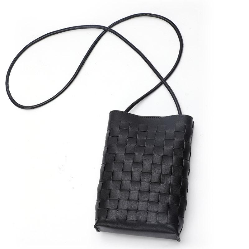 Korean Version of Versatile Woven Cowhide Mobile Phone Bag New Genuine Leather Small Bag Texture Mini Crossbody Women's Bag