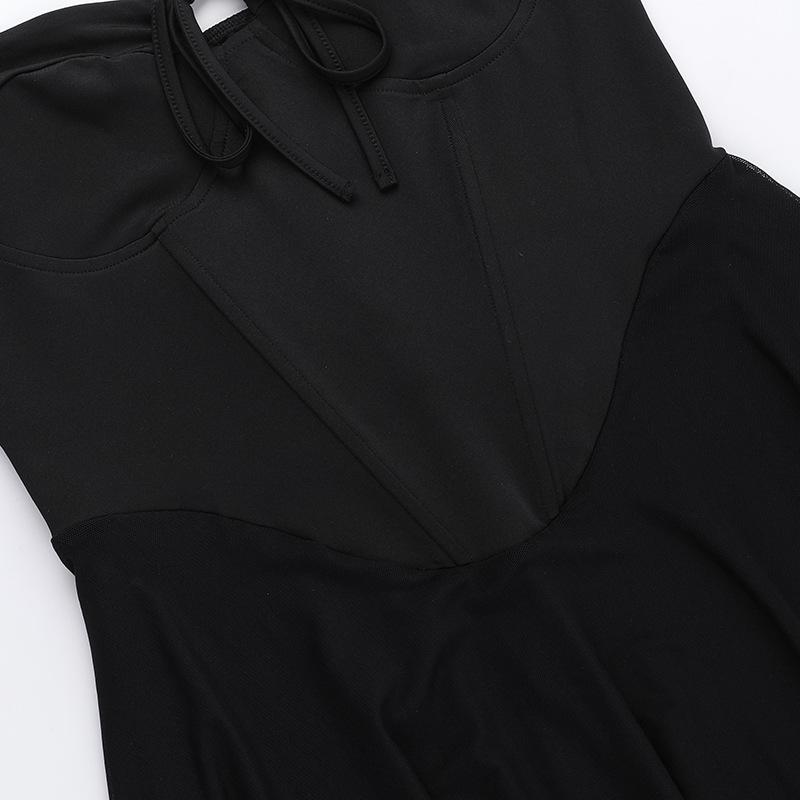 Women's Summer Sleeveless Shoulderless Strap Tube Solid Color A-line Tulle Picture Mini Dress