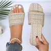 Large Size Woven Slippers with One Word for Women, Light Beach Cool Slippers Sandals