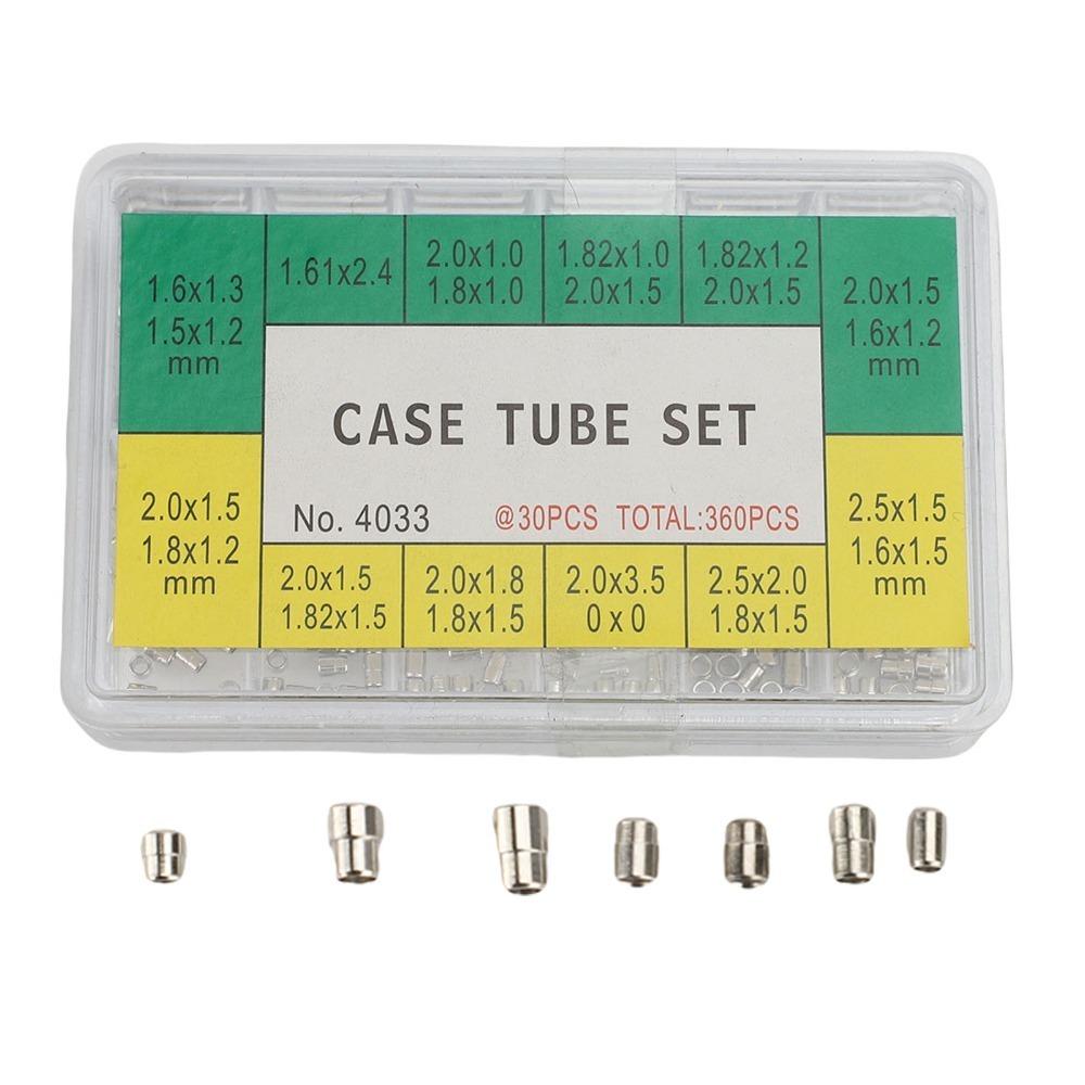360pcs Metal Material Watch Case Tube Set Silver Color Watch Case Tube Replacement Watch Crown Tube Parts Watch Maintenance