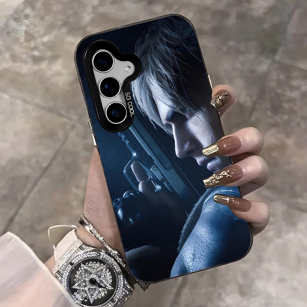 

Leon Resident Evil 4 Remake Phone Case For Samsung S25 Ultra S23 S22 S21 S20 Ultra Plus S24 Fe A54 A55 Color Silver Cover Samsung S25