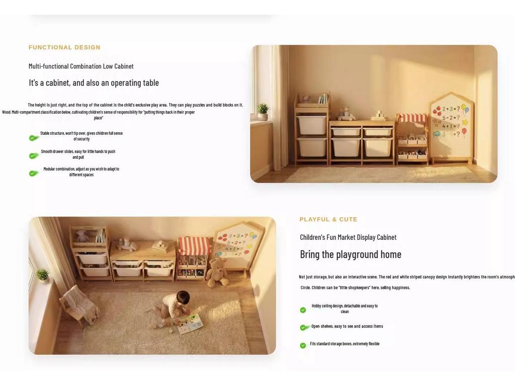 Children's Solid Wood Beech Storage Rack and Picture Book Shelf for Kindergarten